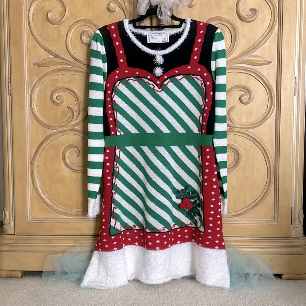 Mrs Claus Sweater Dress EUC